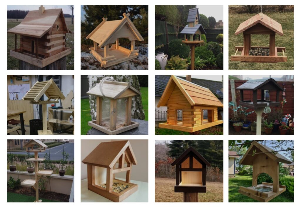 Birdfeeders and Birdhouses Collage