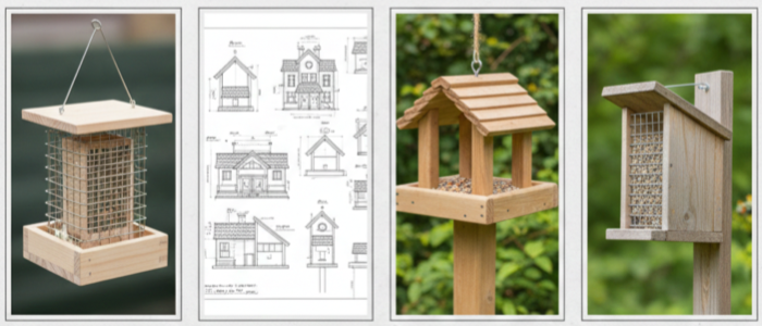 Birdfeeders and Birdhouses Collage